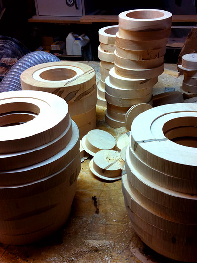 Wood Rings Ready For Urn Assembly