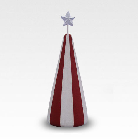 Red and white striped infant urn with silver star