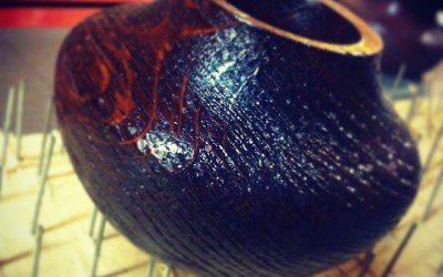 Shellac is fast to recoat but long to cure, especially in humidity.  Pomegranate ring box in progress
