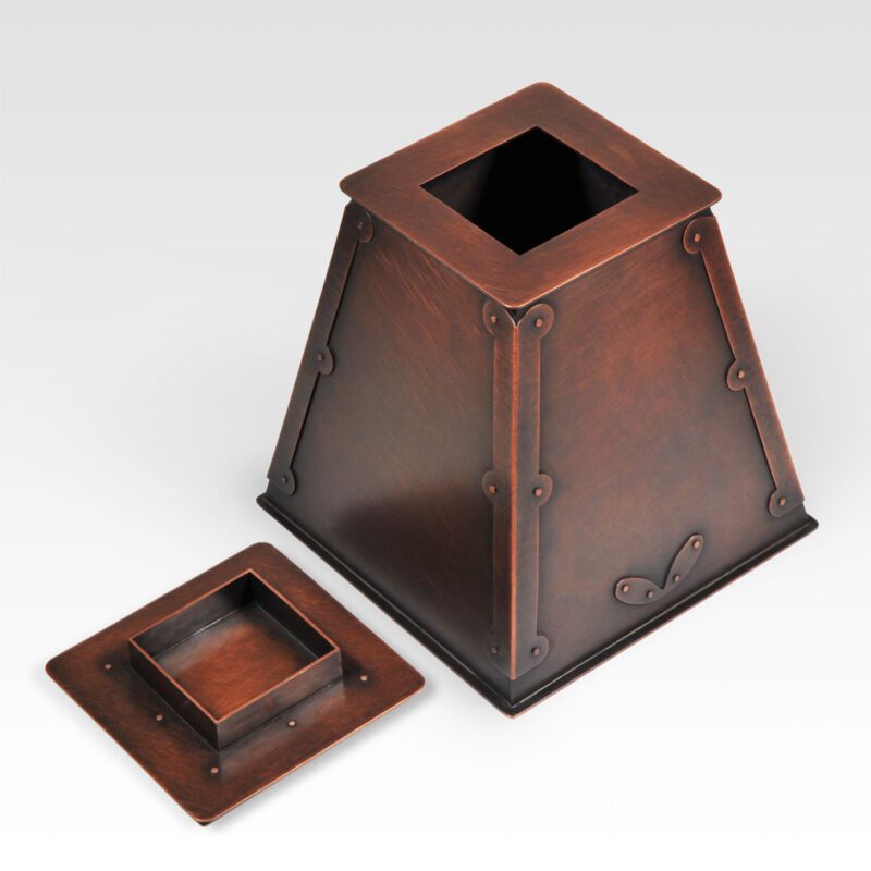 Leaves - Enameled Copper Midsize Cremation Urn - Open