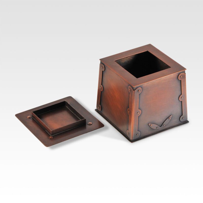 4 Hearts - Enameled Copper Small Cremation Urn - Open View